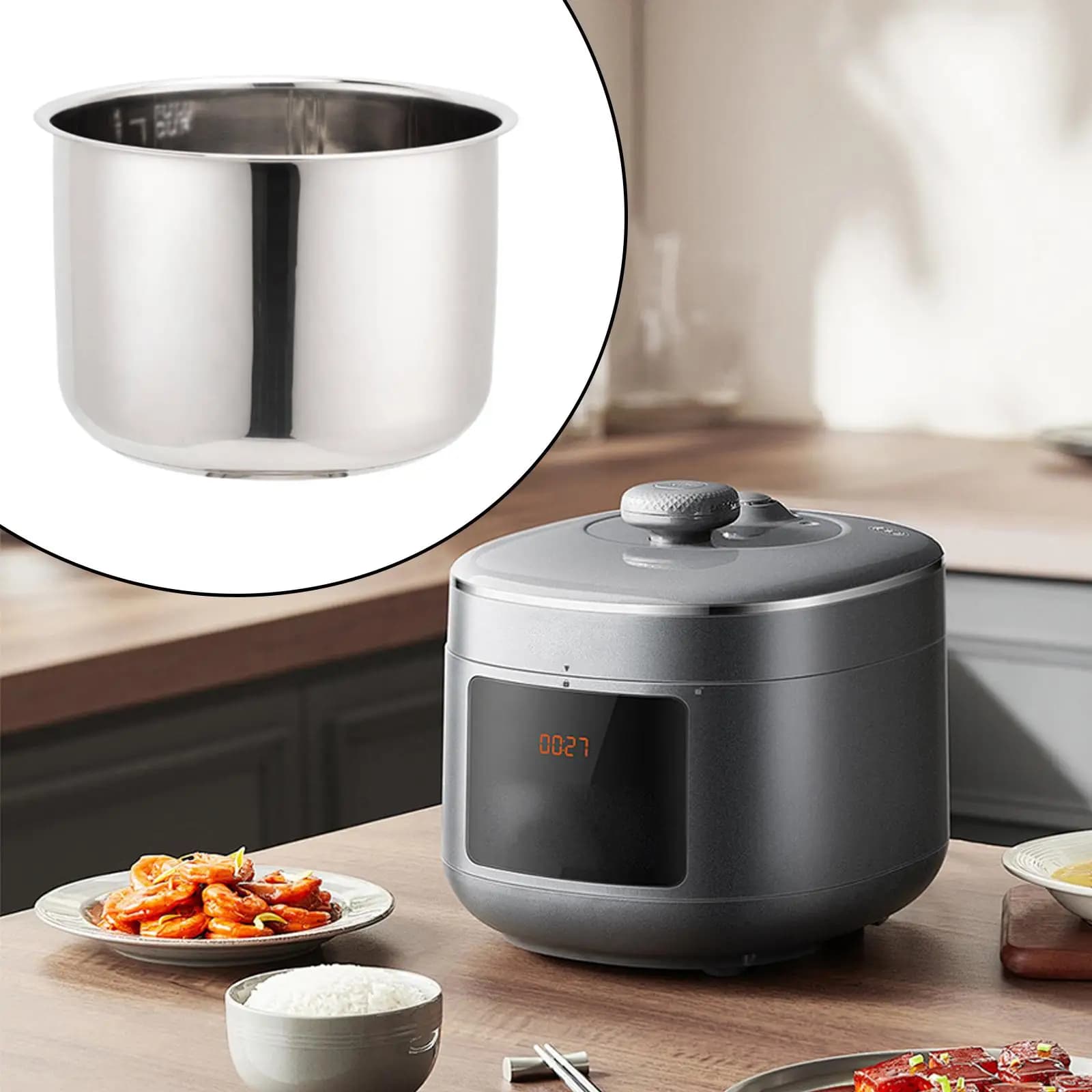Rice Cooker Pressure Pot Liner Stainless Steel Cookware Cooking Pot Replacements Kitchen Utensils Cookware for Household