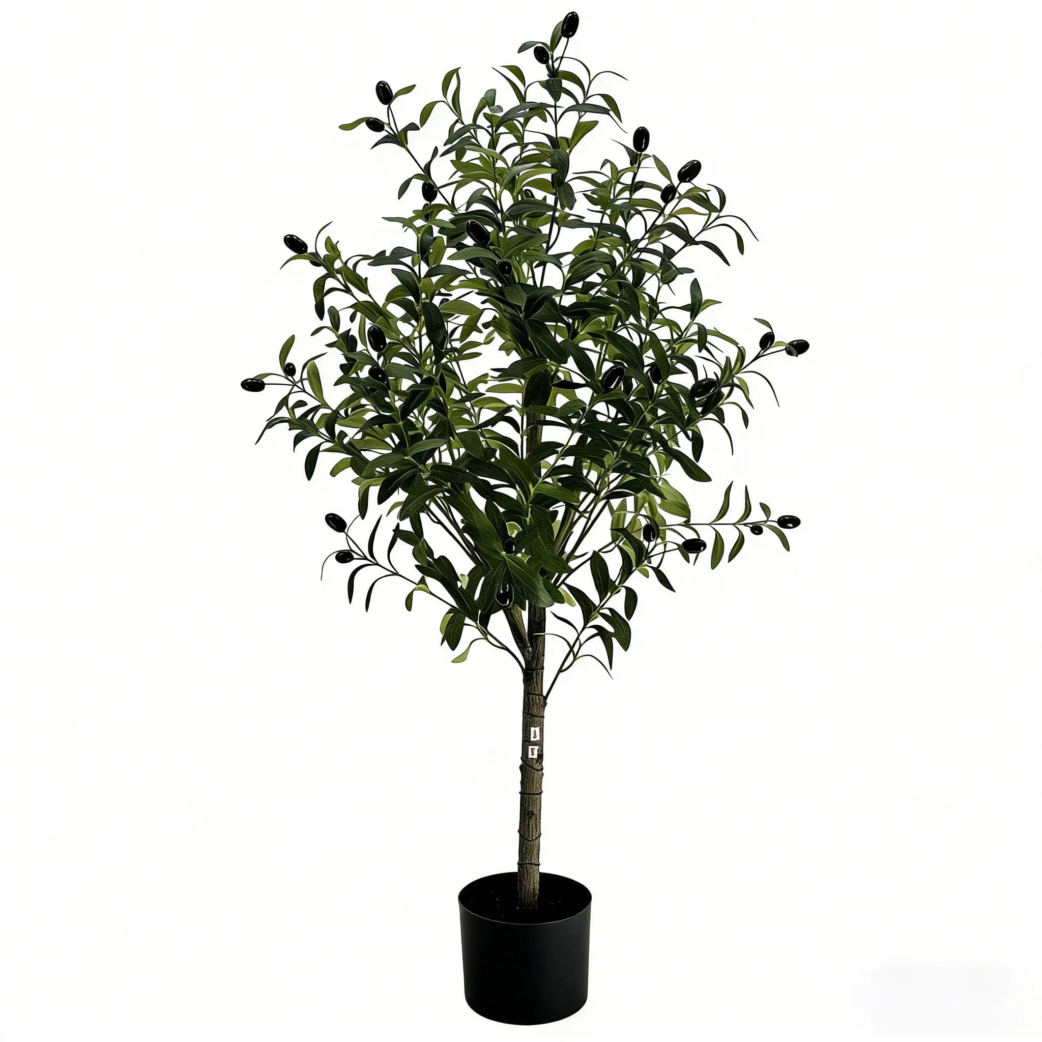 110cm 43.3inch Artificial Potted Olive Tree, Realistic Faux Tall Floor Plant with Olives, Large Fake Foliage Tree for Indoor Liv