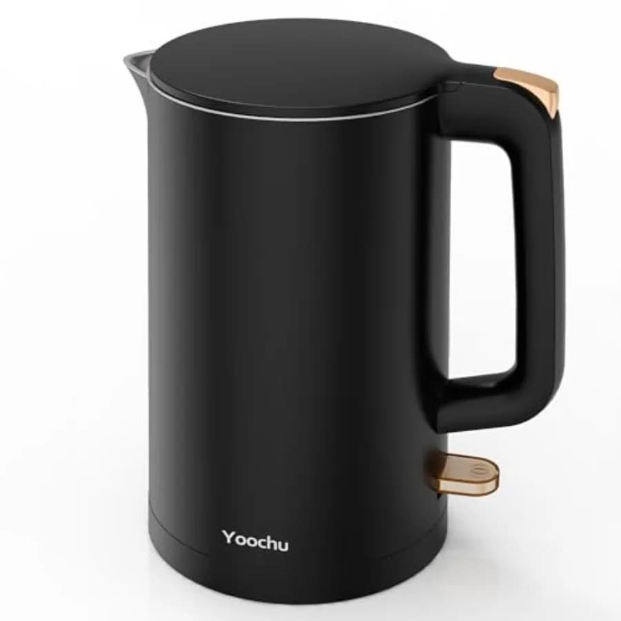 Bollitore Elettrico a Doppia Parete 1.7L in Acciaio Inossidabile, Bollitore e Riscaldatore d'Acqua Cool Touch 1500W, Teiera con Protezione da Ebollizione a Secco e C