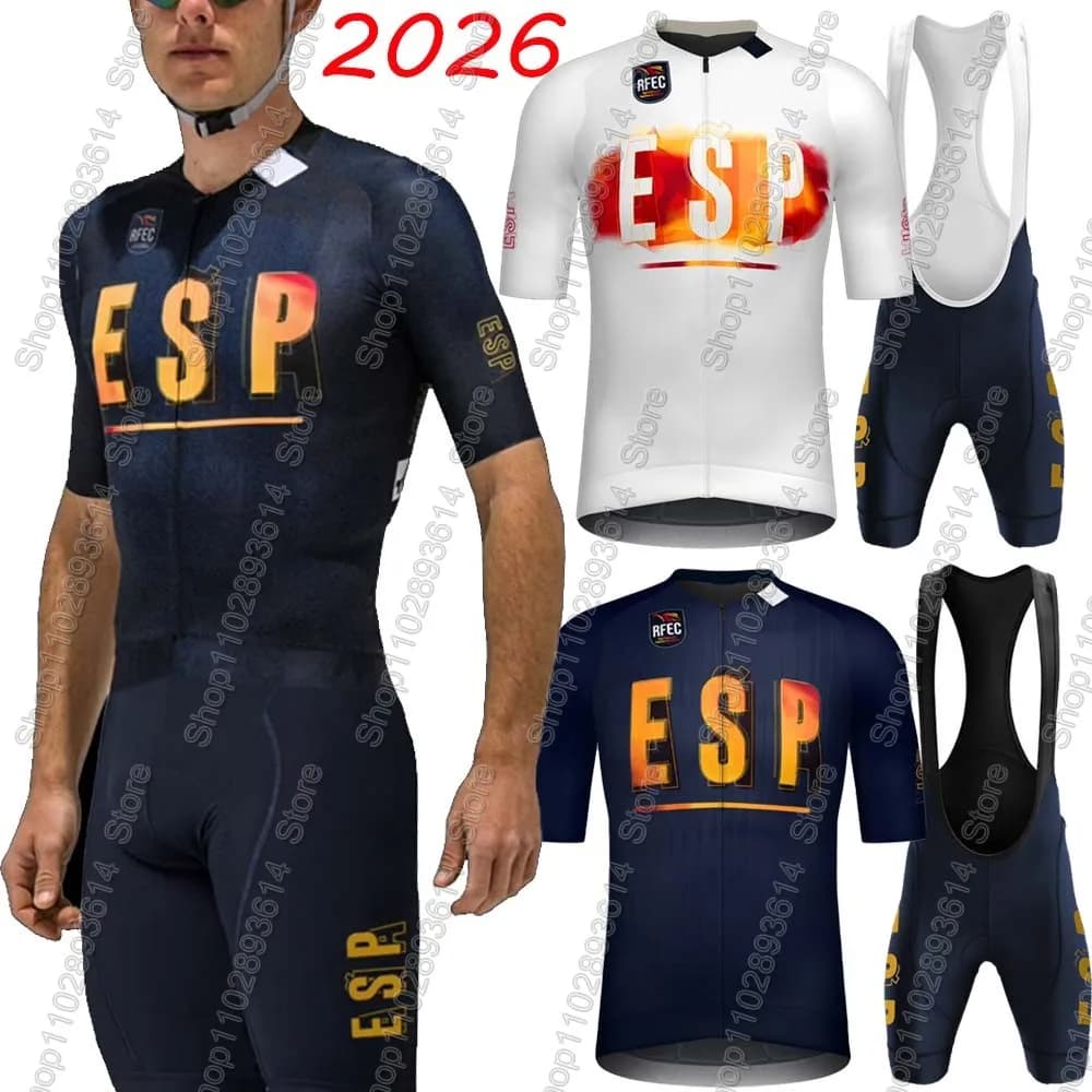 Maglia da ciclismo della squadra nazionale spagnola 2025 Set bandiera Espana Abbigliamento Camicie da bici da strada Tuta Pantaloncini con bretelle da bicicletta Abbigliamento MTB Ropa
