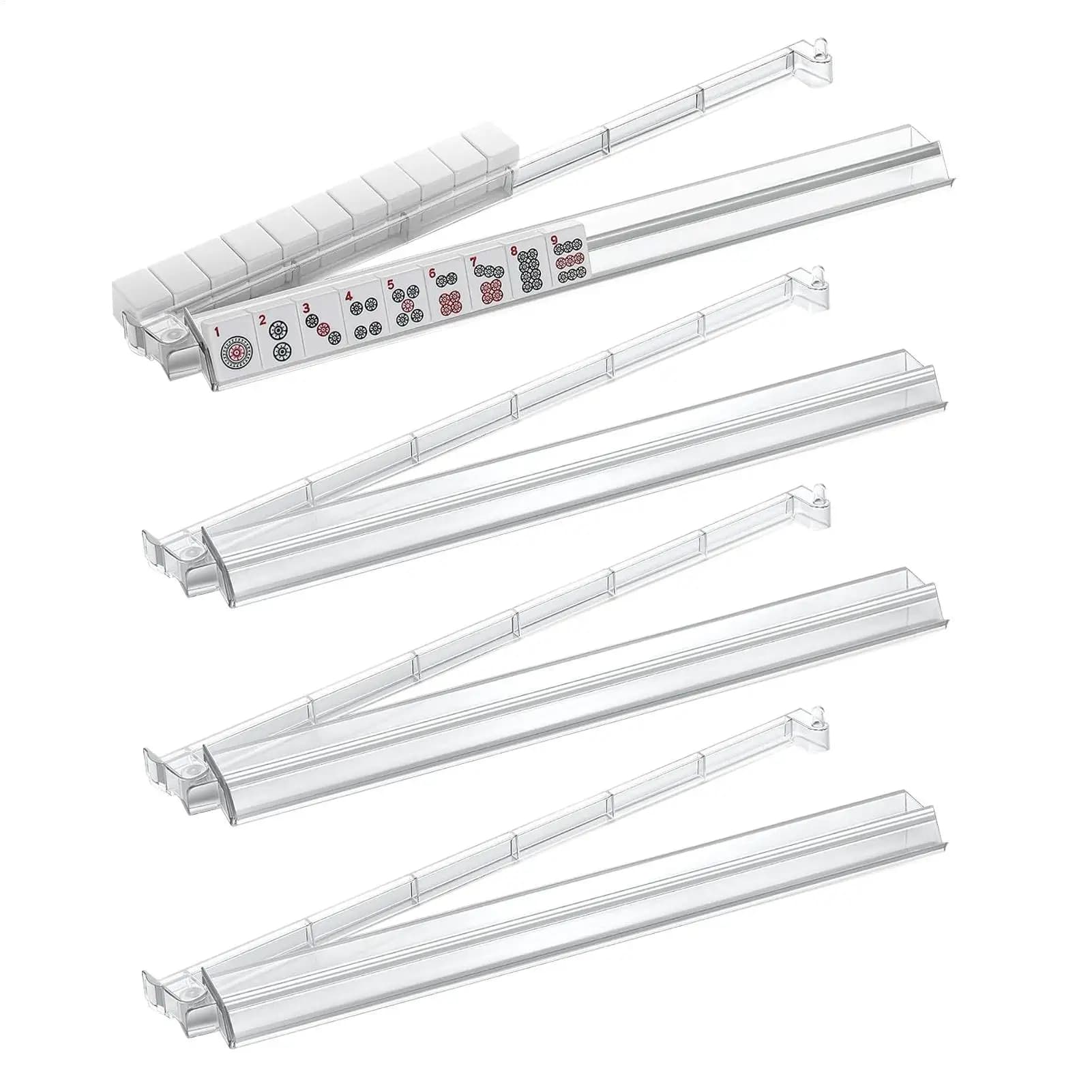 Supporti per Mahjong con spintori, set da 4, accessori porta tessere Mahjong, supporto in acrilico, porta carte automatico per riunioni di famiglia