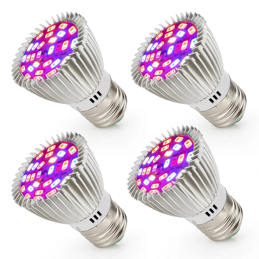 Fitolampy led growing bulb for flower seeds growth box E27 E14 GU10 4 LED 28W LED Grows Full Spectrum Light 28LEDs Plant Lamp