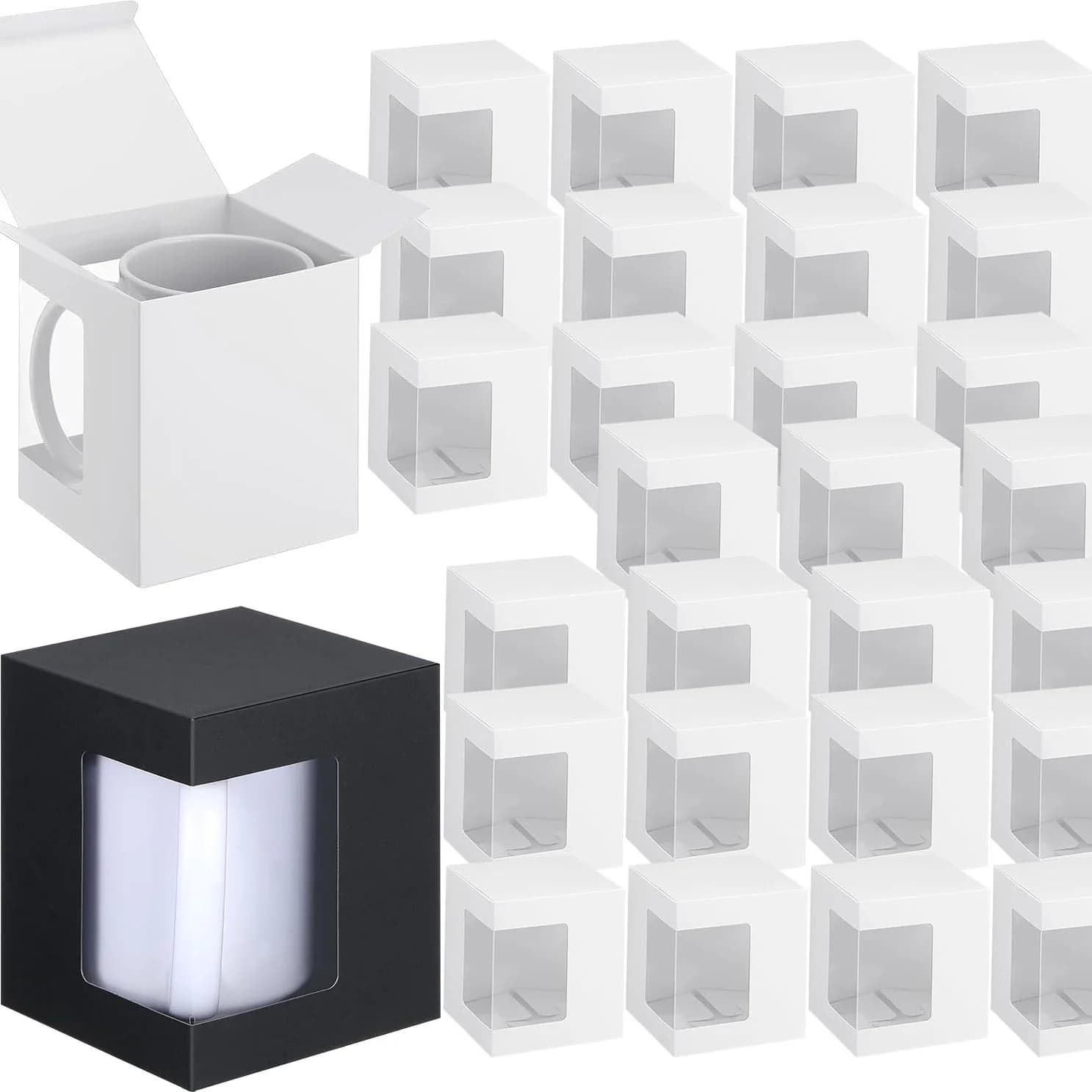Confezione da 12 scatole regalo per tazze a sublimazione, scatole per tazze da caffè con finestra, scatole regalo per sublimazione spazi vuoti