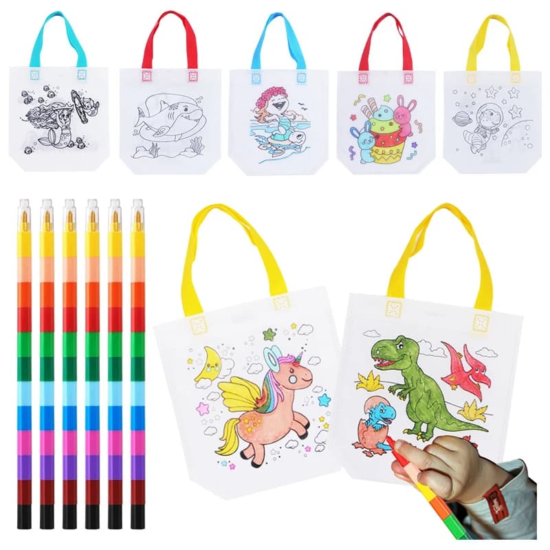 Bambini che disegnano giocattoli Borse per graffiti colorati fai-da-te Pastelli Pittura Borsa Regali di compleanno Genitore Bambino Puzzle interattivo Giocattoli TMZ