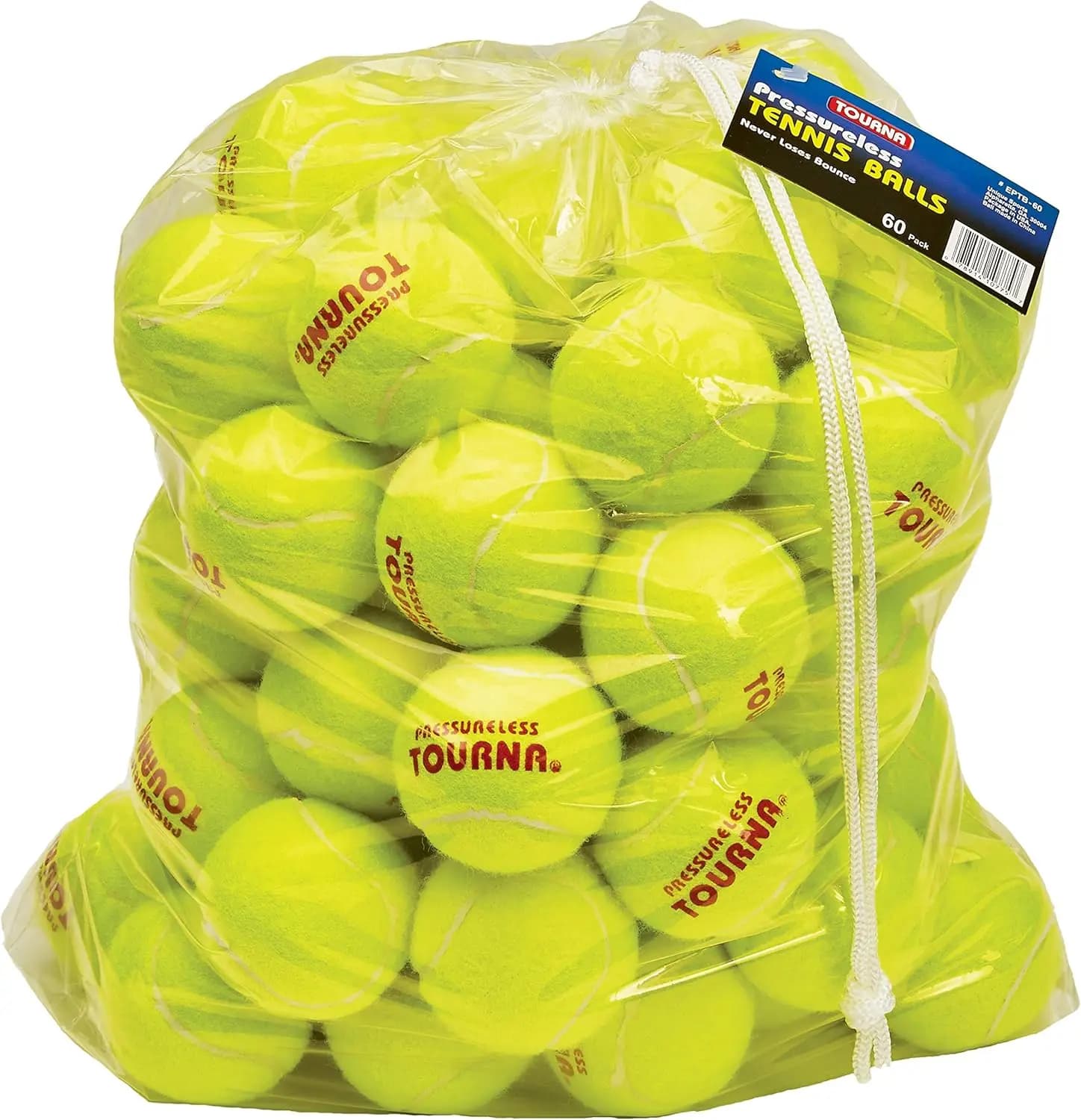 Palline da Tennis Senza Pressione, Gialle, Confezione da 60 - Resistenti per Allenamento su Tutti i Campi
