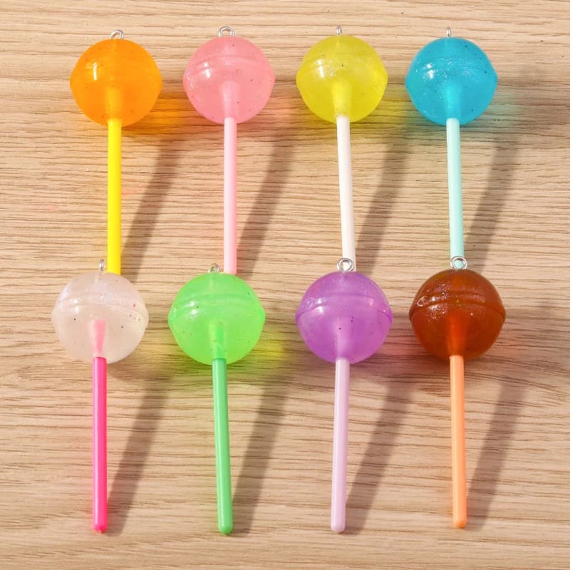 Tusember 10 Pezzi Ciondoli Colorati a Forma di Lecca-lecca in Resina per Creazione di Gioielli Fai-da-Te, Orecchini, Bracciali, Collane
