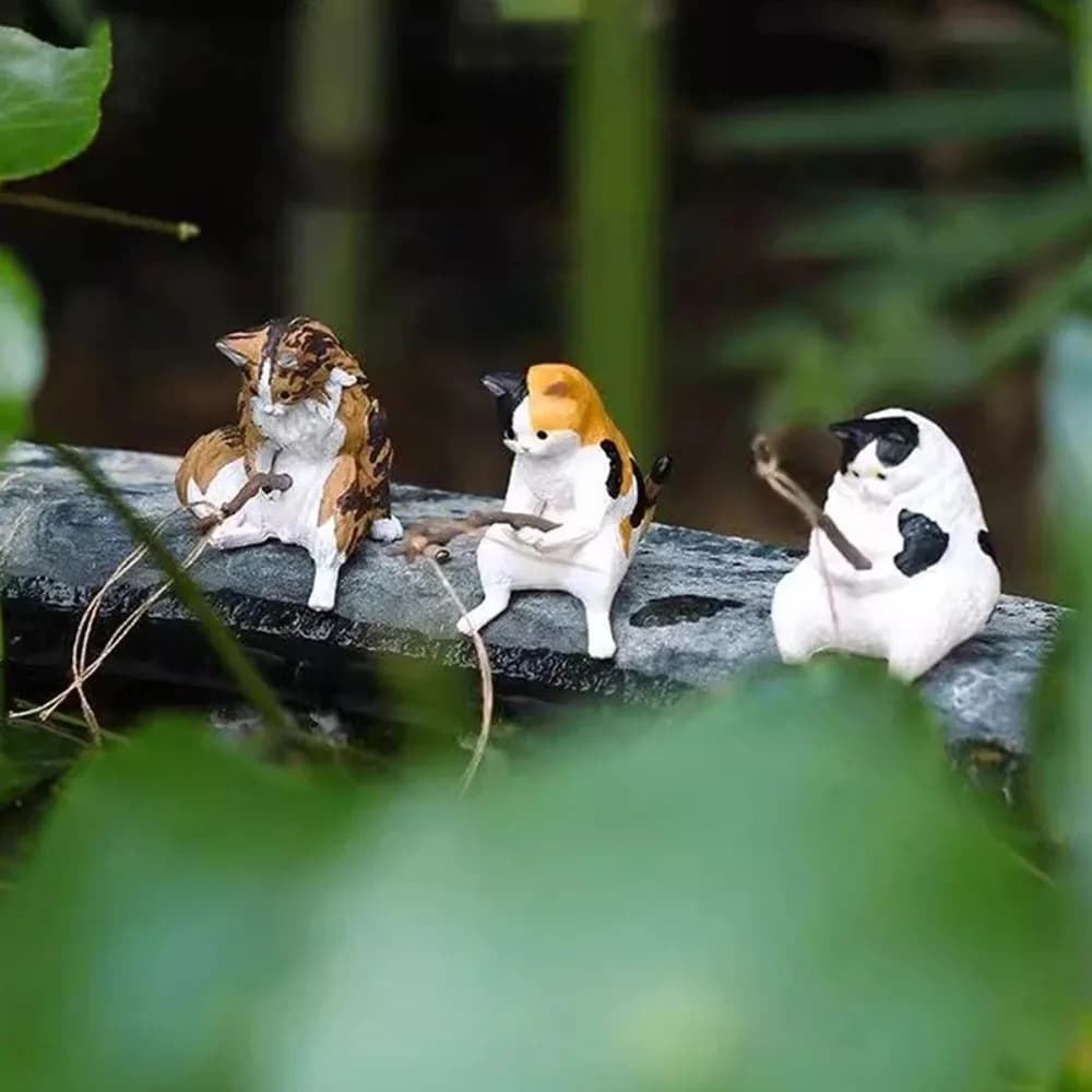 Aquarium Fishing Cat Hanging Creative Landscape Office Ornaments Fishing Fun Mini Micro-Paesage Decorative