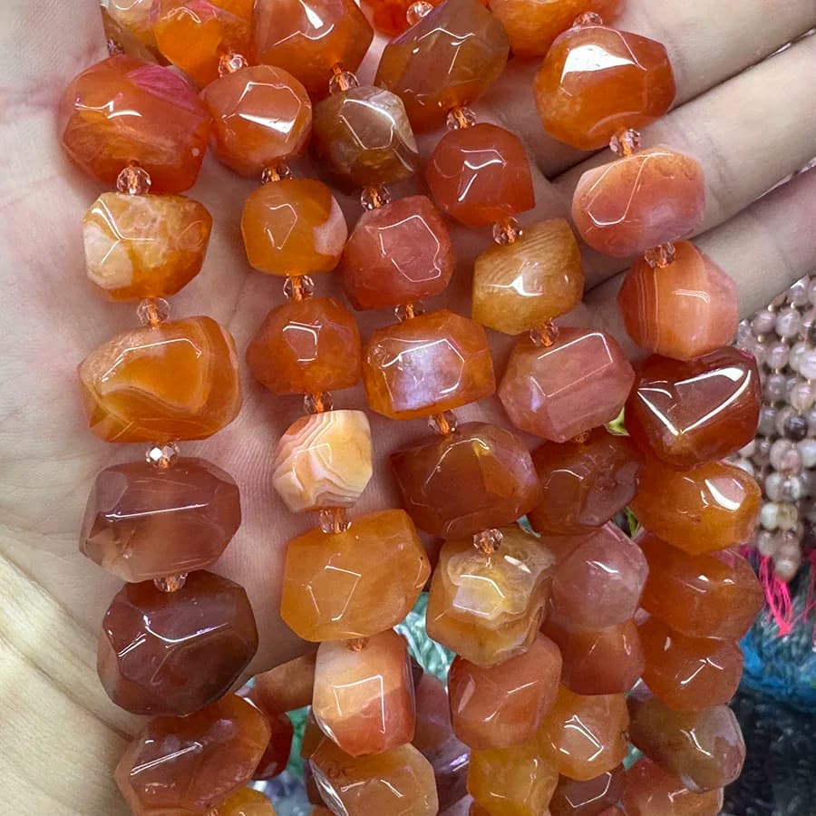 Perline di agata rossa naturale del Golfo Persico, sezione irregolare, per creazione di gioielli fai da te, collane, bracciali, accessori, 15''