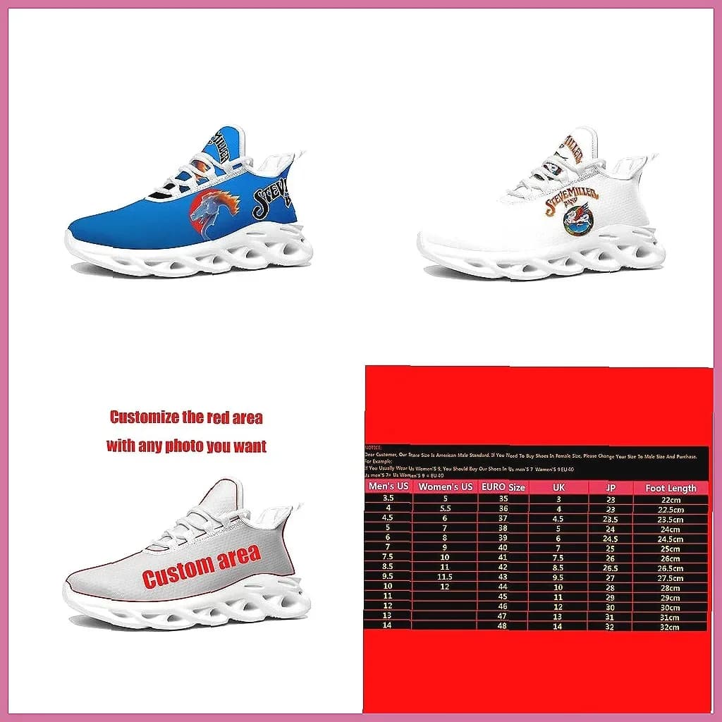 Sneakers basse Steve Miller Band, scarpe da corsa unisex in rete ispirate alla cultura pop, traspiranti e leggere