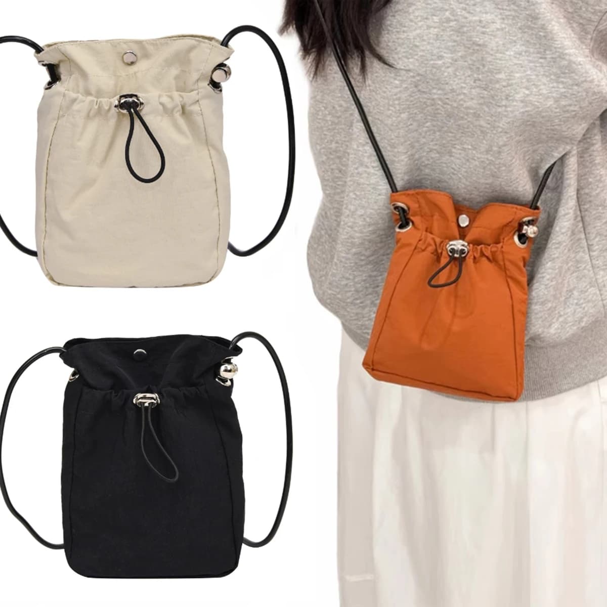 Borsa a Tracolla in Nylon Morbida Mini Portafoglio per Telefono Borsa Quadrata Multifunzionale a Tracolla Borsa Messenger in Tela