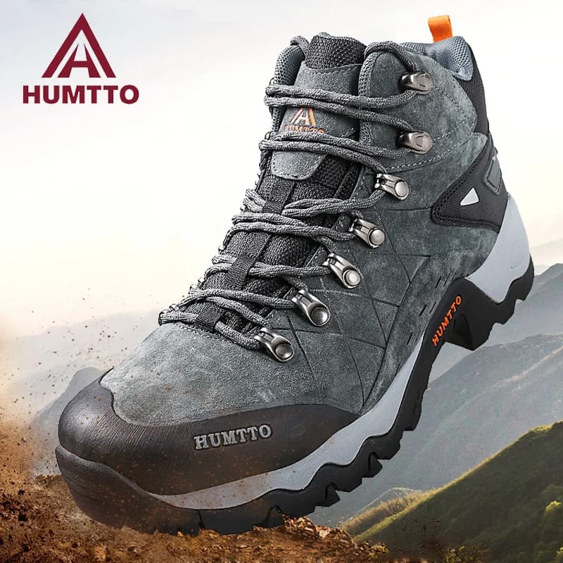HUMTTO scarpe da trekking all'aperto da uomo invernali alte impermeabili antiscivolo stivali tattici da arrampicata scarpe da trekking da donna in pelle