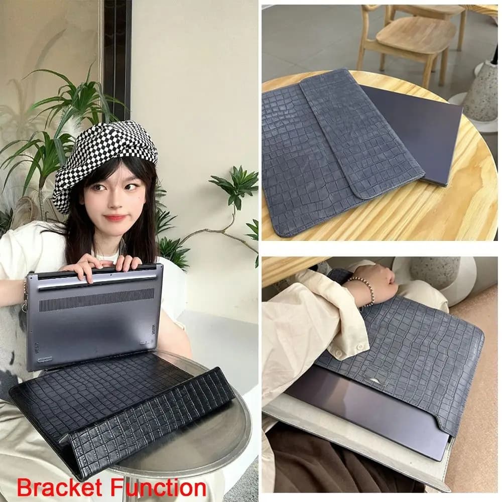 Custodia per Laptop con Design in Pelle, Borsa Protettiva per Tablet e Notebook da 13, 13.3, 14.1, 15.6 Pollici, Compatibile con Lenovo, Dell, LG16