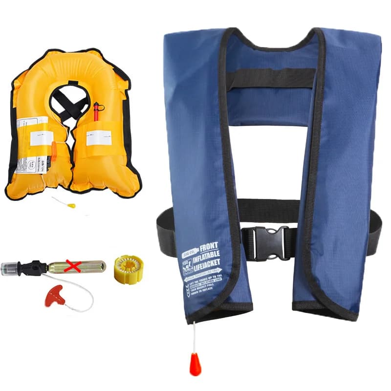 Giubbotto da pesca gonfiato Giubbotto di salvataggio gonfiabile automatico manuale per adulti 150N PFD Giubbotto marino per adulti Sport acquatici Zattera Accessori per la nautica