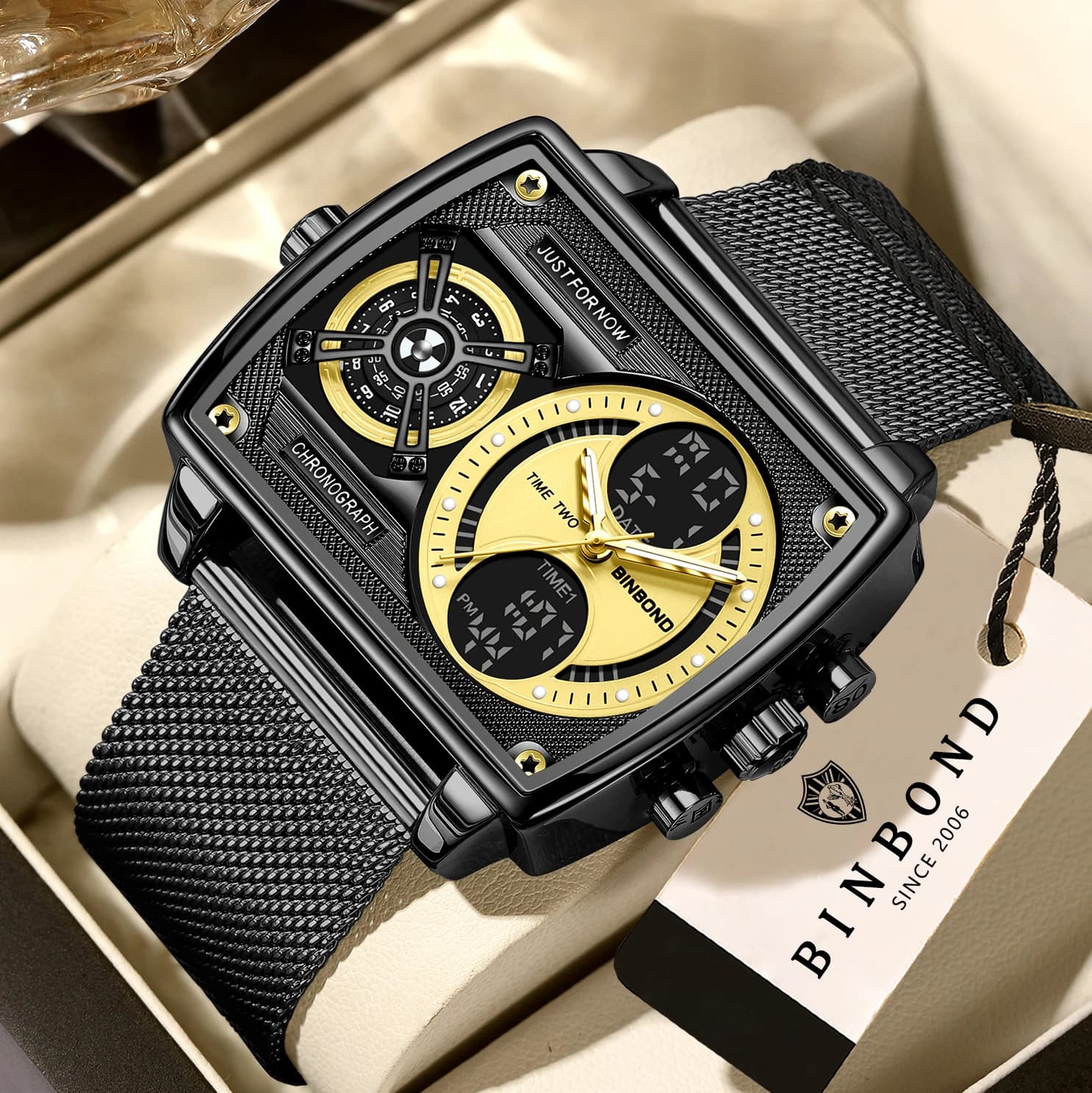 BINBOND Orginal Men's Multi-Functional Quartz Watches Luxury Precise Luminous Waterproof Chronograph Watch Dropshipping +Box