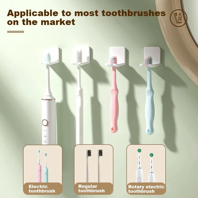 U-Shaped Toothbrush Holder Wall-Mounted No-Drill Traceless Wall Hanging Waterproof Stable Secure Bathroom Home Storage