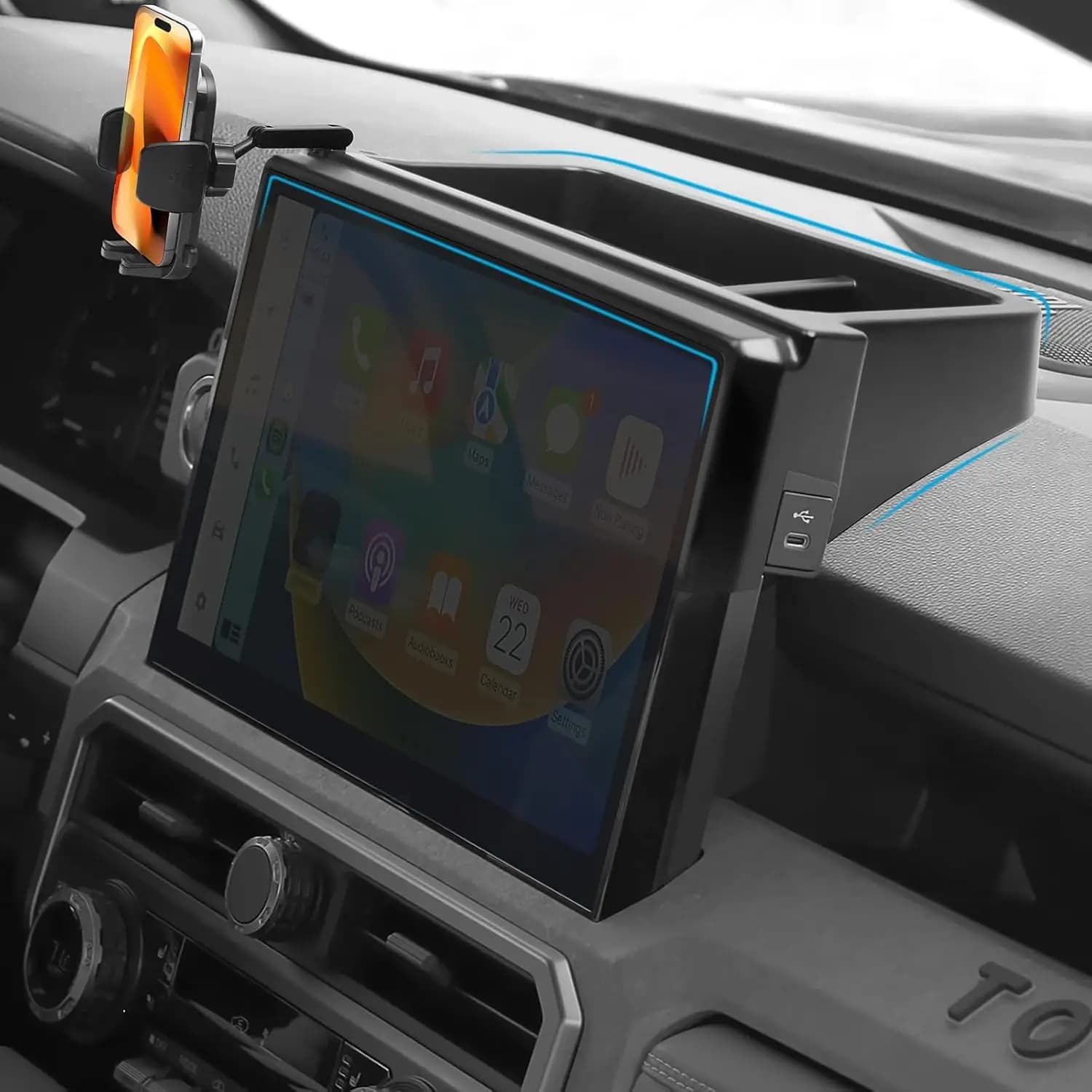 Supporto per telefono da auto e organizer da cruscotto compatibile con Toyota Tacoma 2024-2026 e accessori 4Runner 2025-2026 (non compatibile con modelli 8" S)
