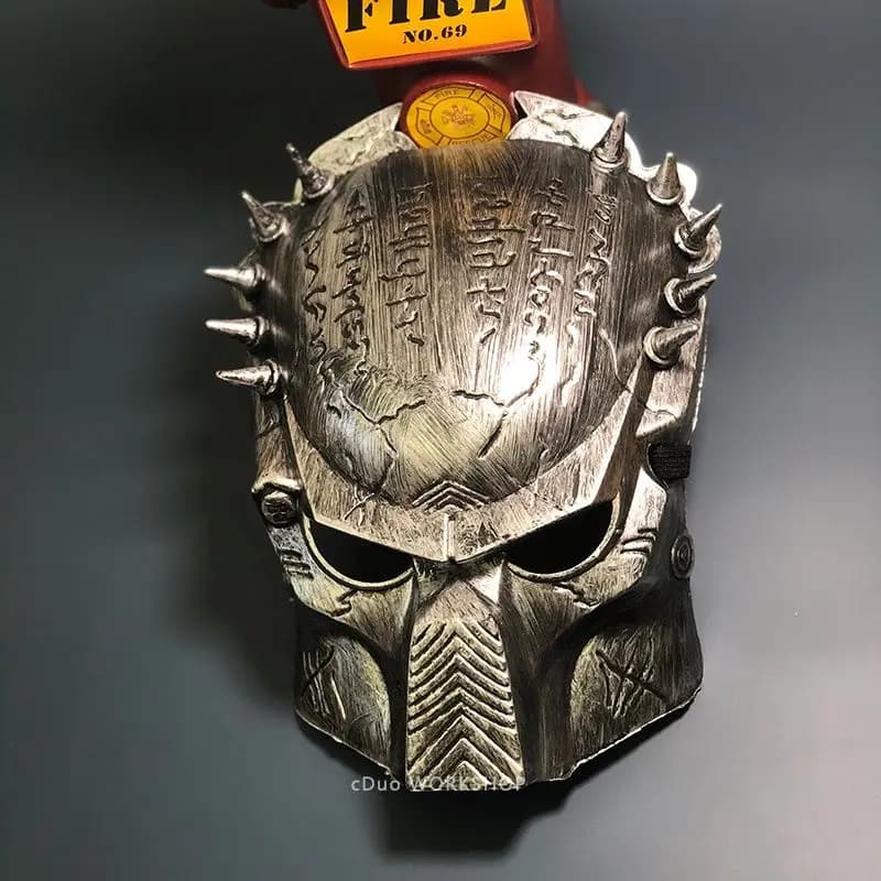 Maschera Cosplay Alien Predator in Scala 1:1, Costume con Casco e Antenne, Accessorio per Feste di Halloween, Maschera Integrale Horror