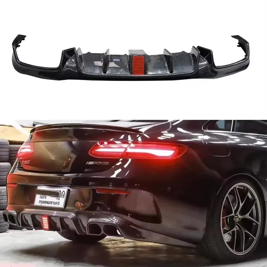 Diffusore Posteriore in Fibra di Carbonio per Mercedes Benz Classe E W213 E63 E300 E260 350 2015-2022, Splitter Posteriore, Spoiler, Labbro Posteriore