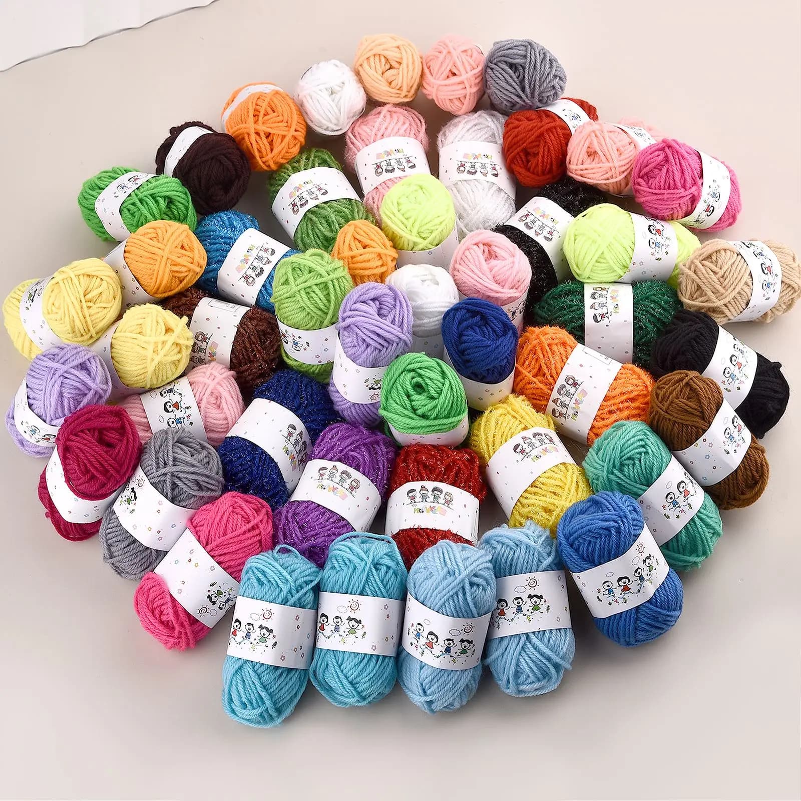 12 colori Set Bambini Fai da te Filati all'uncinetto per maglieria Materiale colorato per cucito Cucito a mano Palla di lana Cappello Bambole Cucito morbido