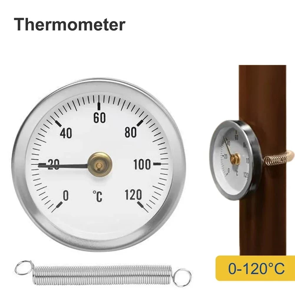 Termometri per tubi bimetallici Tubo di riscaldamento in acciaio zincato Misurazione di tubazioni industriali Rohrthermometro Rotondo in acciaio inossidabile 63 mm