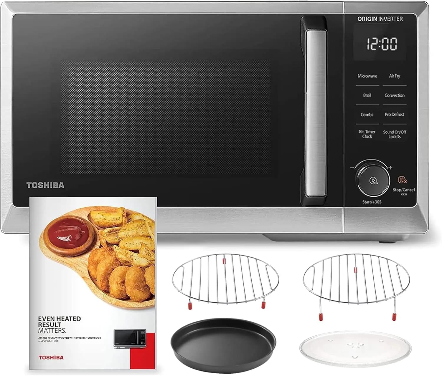 Countertop Microwave Oven Air Fryer Combo, 6-in-1 Inverter, Broil, Convection, Speedy Combi, Even Defrost, Sound On/Off, 27 Auto