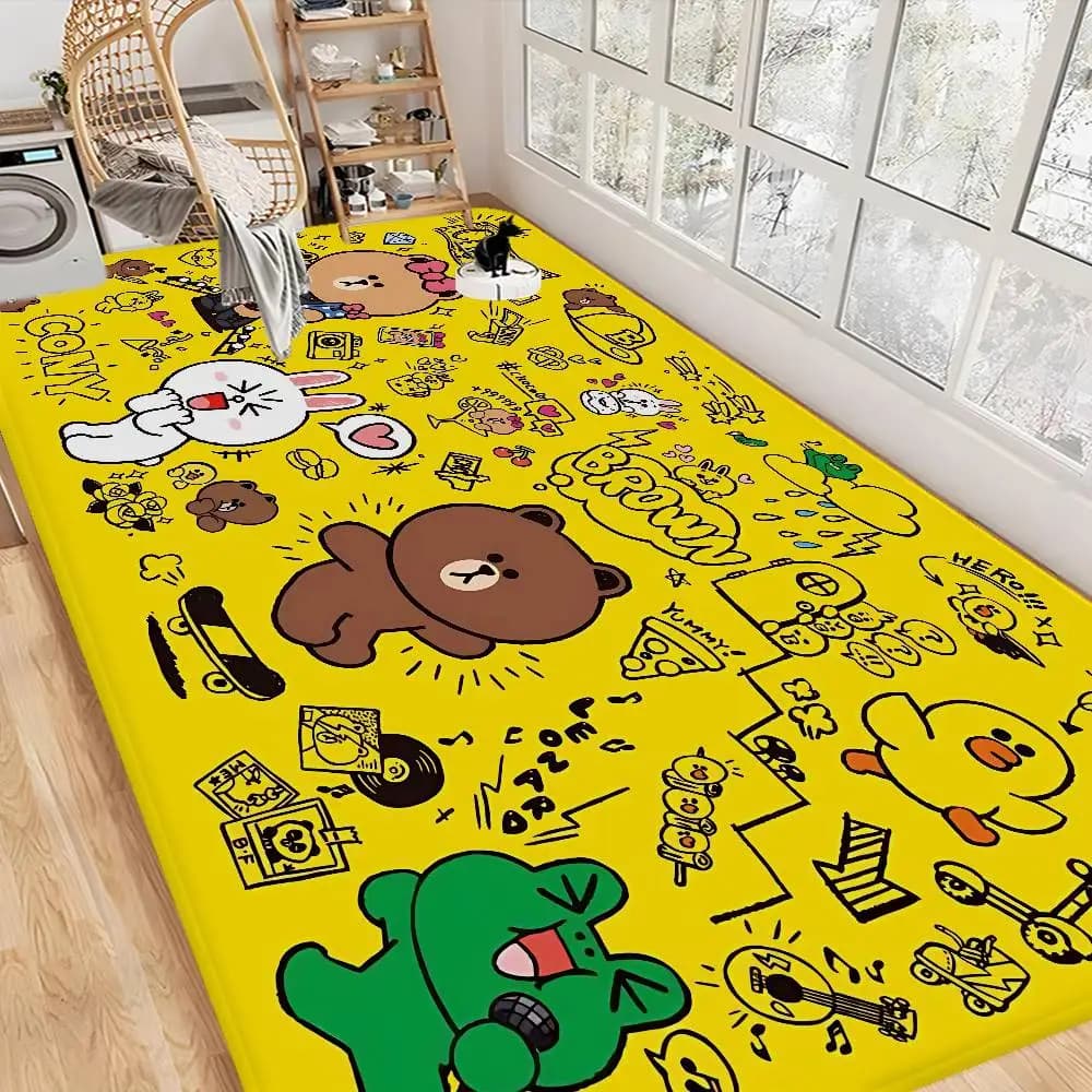 Tappetino da Bagno Line Friends Orso Marrone Stile INS, Morbido Tappeto per Camera da Letto, Lavanderia, Antiscivolo, Zerbino di Benvenuto