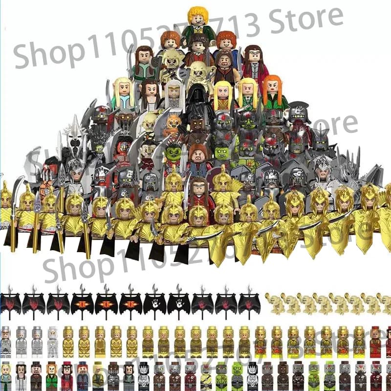 Set di Costruzioni e Action Figure di Personaggi di Lord of the Rings: Elfi, Orchi, Nani, Frodo, Ranger, Maghi - Giocattoli per Bambini