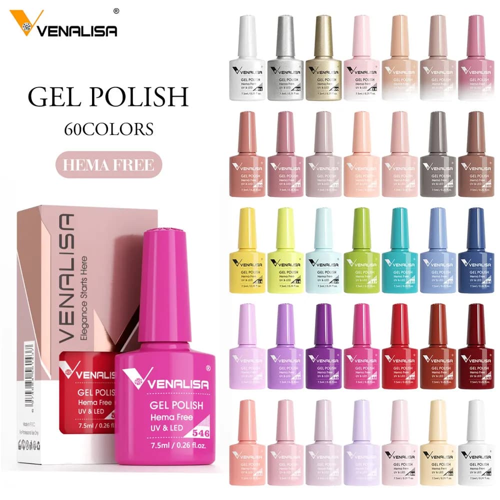 Venalisa HEMA TPO FREE Gel Nail Polish Glitter Stunning Full Cover Soak Off UV LED French Nail Jelly Pink Collection Nude