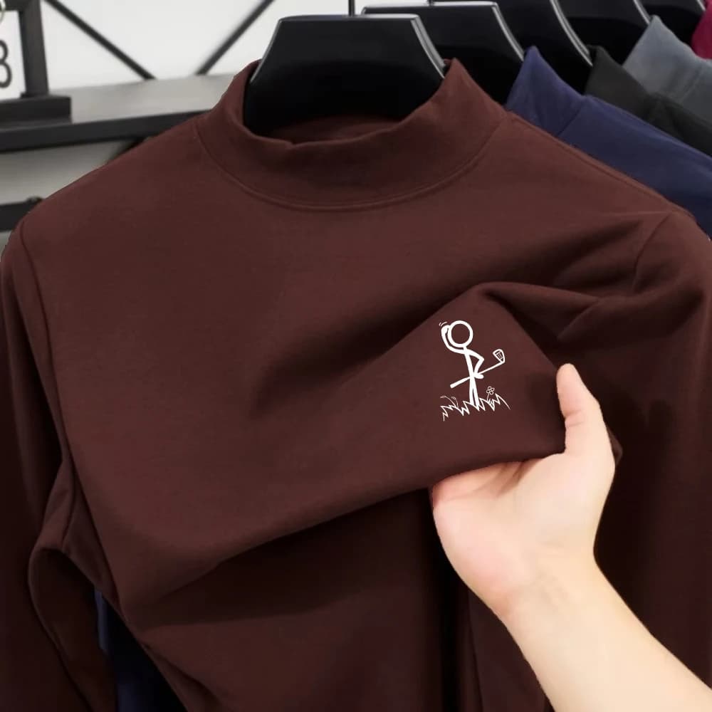 Alla ricerca di palline da golf Stampe T-shirt Top in pile invernale da donna Caldo mezzo dolcevita Camicia slim fit con fondo Abiti di base
