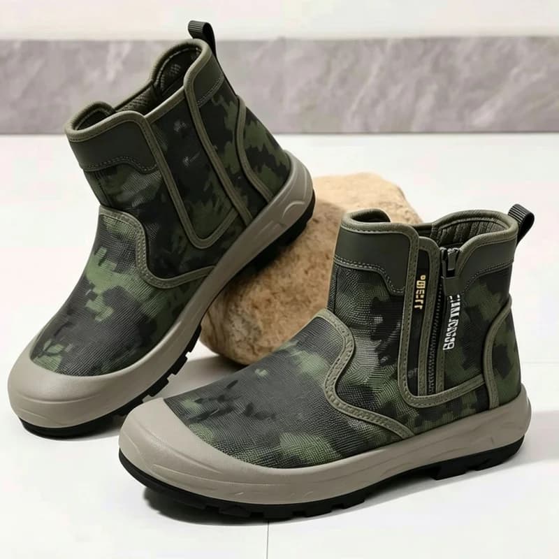 2026 Men's Labor Safety Shoes Zipper Anti slip, Comfortable, Wear resistant, High cut Camouflage Outdoor Mountaineering Shoes