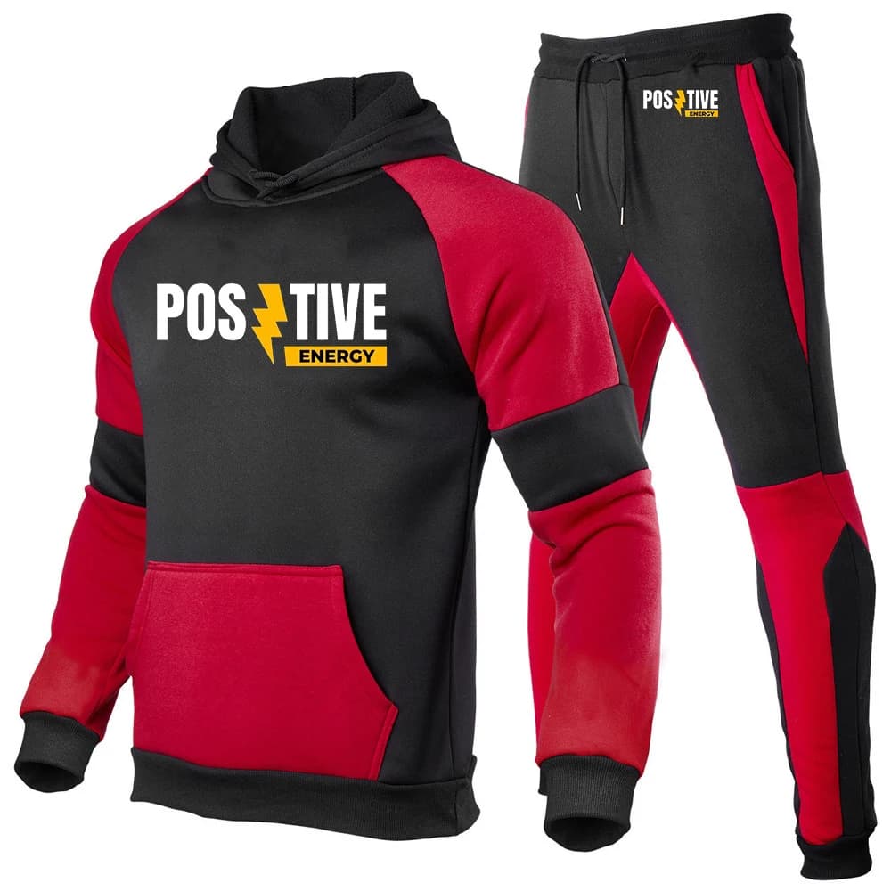 Positive Graphic Logo Print 2026 Spring And Autumn Men's Premium Fabric Comfortable Skin-friendly Hoodies Pants Suits
