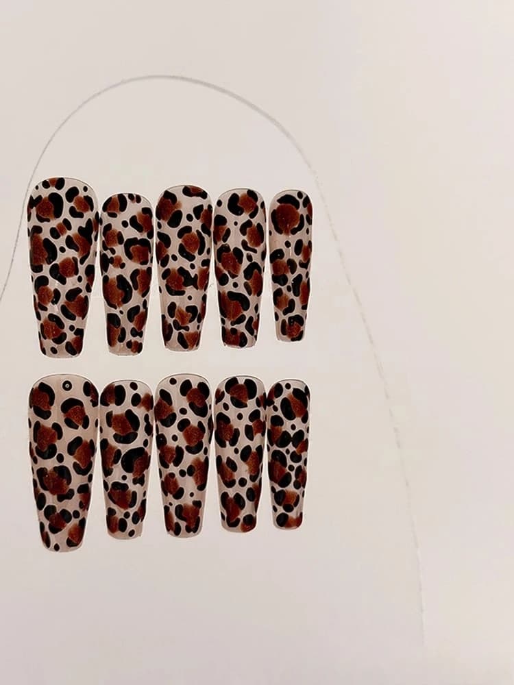 New Leopard Print Manicure Wearing Nail Wild Leopard Print Hand-painted Cat Eye Retro Spice Girl Handmade Customization