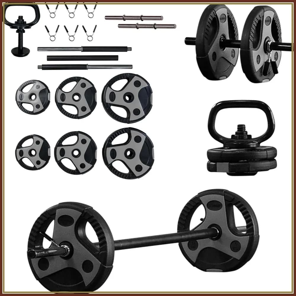 Set di Pesi Regolabili per Palestra Domestica - Combo Bilanciere, Manubri e Kettlebell - 38,5 libbre