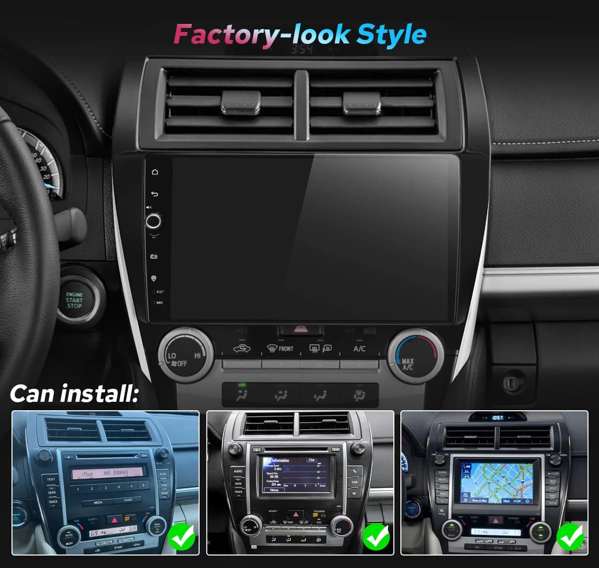 JOYING10.1 "Upgrade Android Car Radio Stereo Multimedia Video Player Carplay Per Toyota Camry Hybrid 2012-2014 Plug and Play
