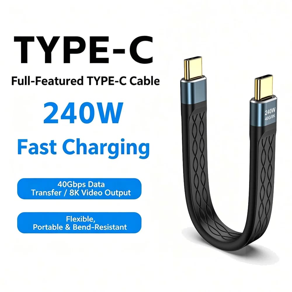 Cavo USB C Corto 240W PD3.1 e 40Gbps USB4, Video 8K, Compatibile con MacBook, iPhone 15/17, iPad per Ricarica Rapida