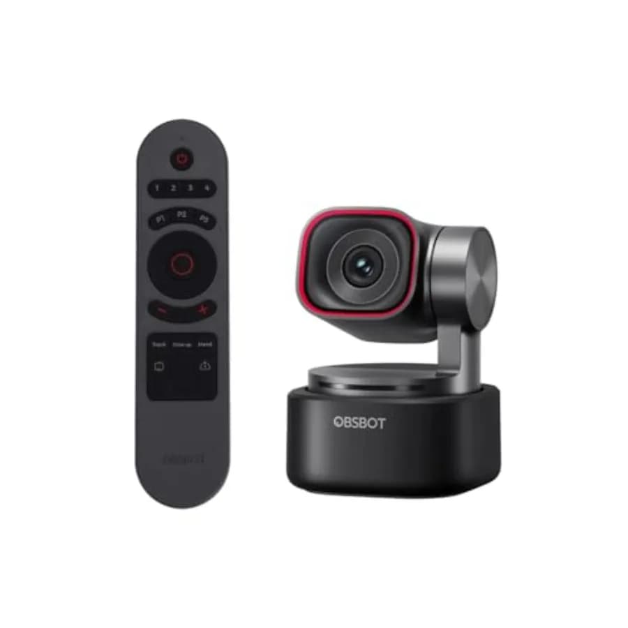 Webcam per PC e laptop per streaming: Telecamera PTZ 4K con audio spaziale basato su IA, telecomando, sensore 1/1.28, triplo microfono, controllo vocale/gestuale