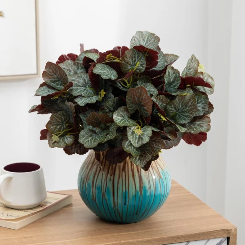 6 Pezzi di Piante Verdi Artificiali per Decorazioni Matrimoniali, Foglie di Begonia in Plastica, Decorazione Floreale da Tavolo, Foglie Artificiali di Douban