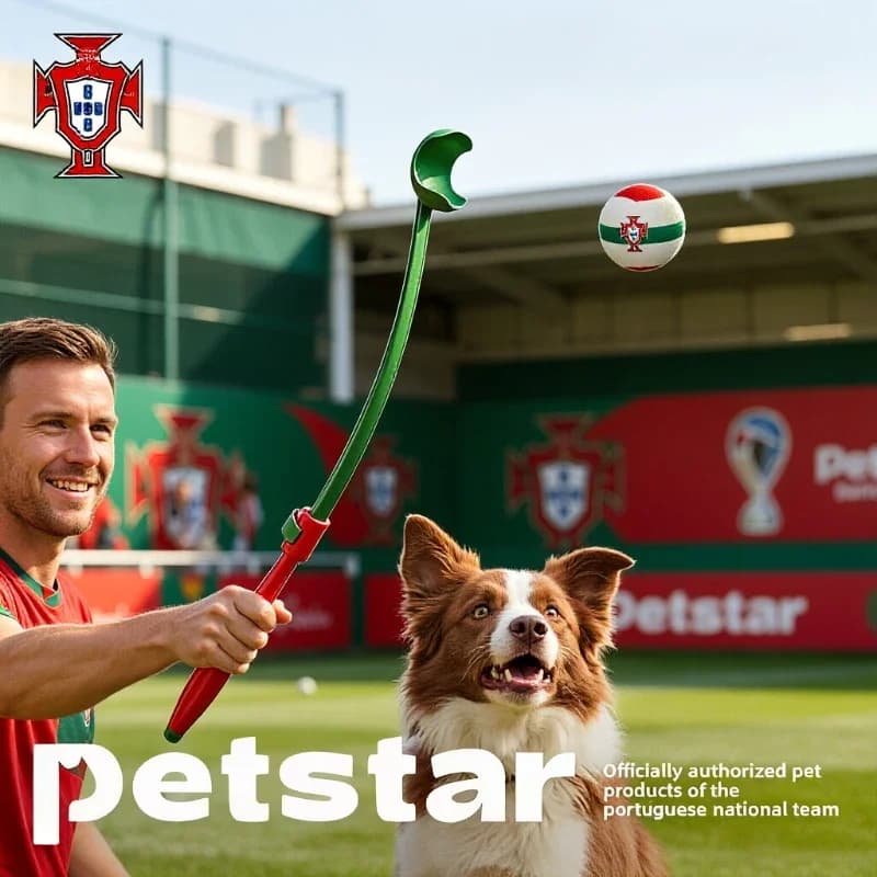 Portugal Football Team Pet Tennis Ball Retractable Balls Stick Dog Toys Ball Launcher Puppy Interactive Play Training Toys