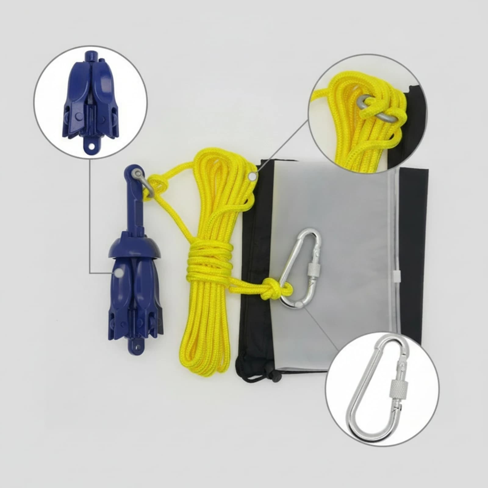 Kayak Anchor Kit Foldable Boat Anchor Kit with Rope Allcomplete User-Friendly for Kayakers, Kayaks, Inflatable Boats