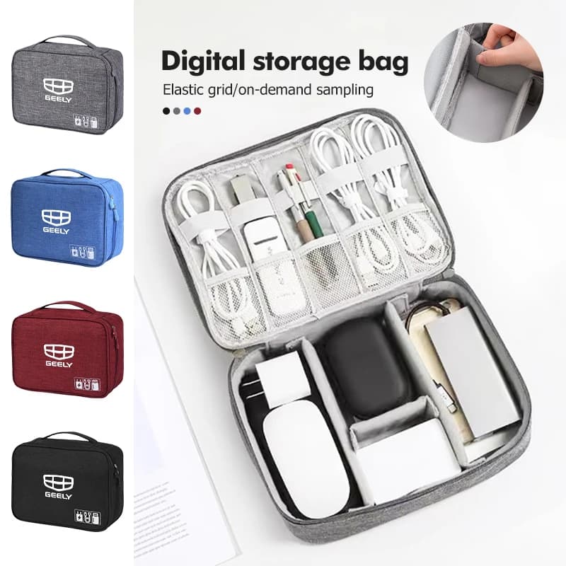 For Geely Digital Storage Bag Data Cable Organizer Bags Ttugella Geometry C Coolray Emgrand Atlas Pro EC7 GX3