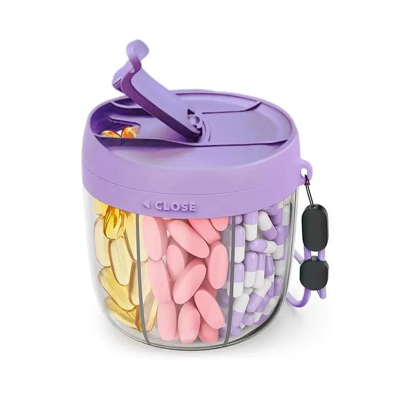 Portable Storage Box for 7 compartment Vitamin Supplements Organizer of Energy Boost Capsules with Design That Reduces Confusions