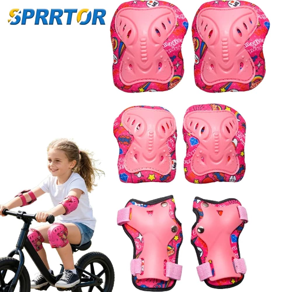 Set di 6 Protezioni per Gomiti e Ginocchia, Attrezzatura Protettiva per Pattinaggio, Skateboard, Bicicletta, Sport, Protezioni per Polsi per Bambini e Adulti, BMX