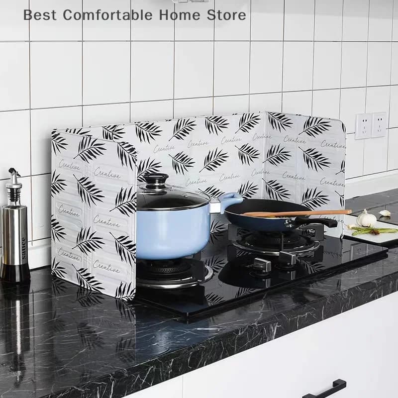 Aluminum Foldable Kitchen Gas Stove Baffle Plate Portable Frying Pan Oil Splash Protection Screen Household Kitchen Accessories