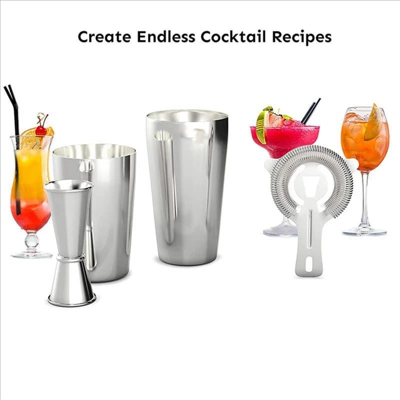 ABWR-Set cocktail shaker: set professionale Boston Shaker, colino da cocktail e jigger. Acciaio inossidabile premium da 8 pezzi