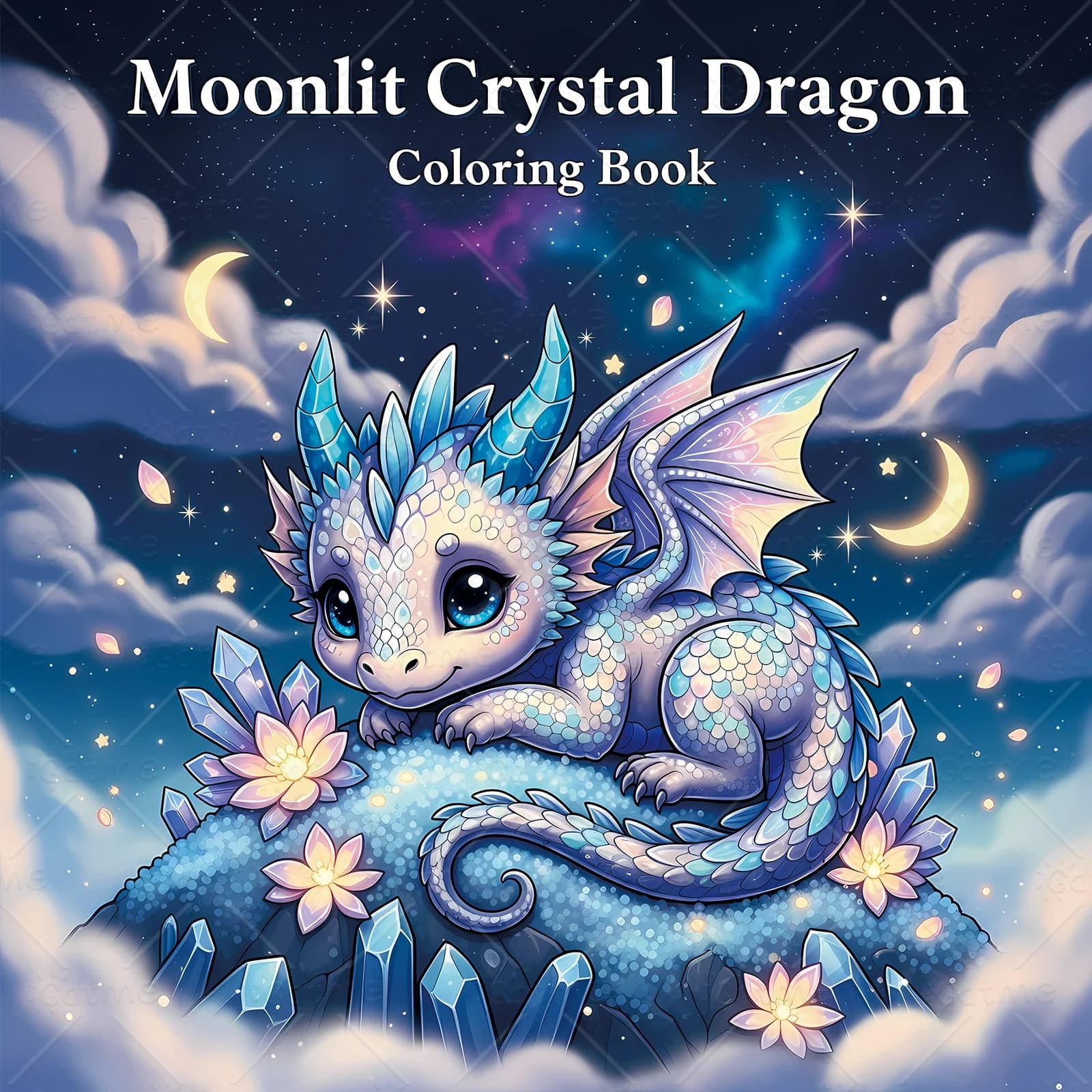 Moonlit Crystal Dragon Coloring Book for Adults, 24-Page Educational DIY Painting & Drawing Book – Ideal Gift for Family and Fri