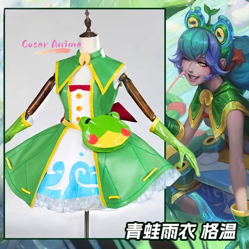 Costume Cosplay LOL Gwen, Impermeabile a Forma di Rana, Outfit da Gioco Anime per Donne