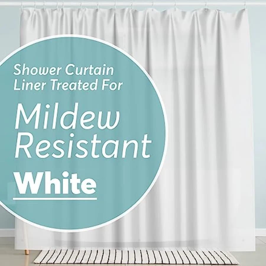 Shower Curtain 72 x 72 PEVA Premium Shower Curtain with Rustproof Metal Grommet and 3 Magnetic Weights Odor Free and Compatible