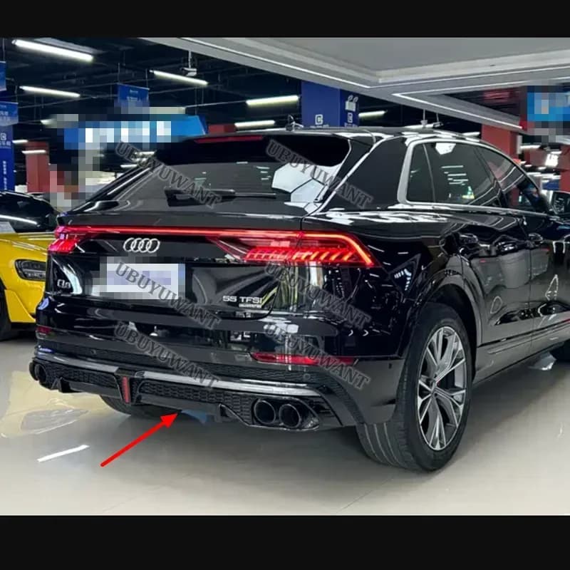For Audi Q8 S-line Q8 SQ8 （Including exhaust pipe）Carbon /Black Rear Bumper Diffuser Lip Spoiler Car Body Kit Accessories 19-23