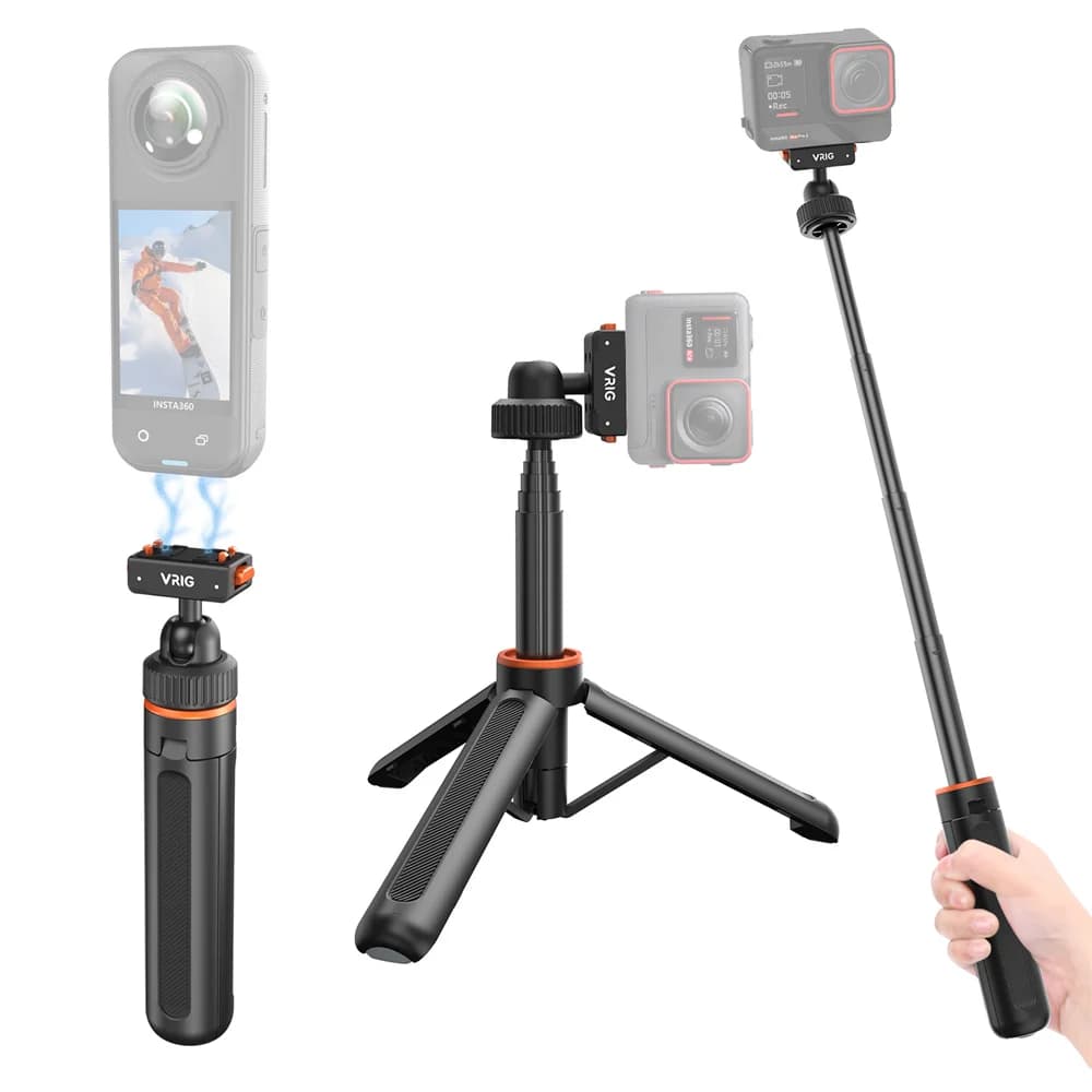VRIG Magnetic Selfie Stick Quick Release Handheld Tripod for Insta360AcePro/AcePro2/X5 Panoramic Camera Extension Tripod