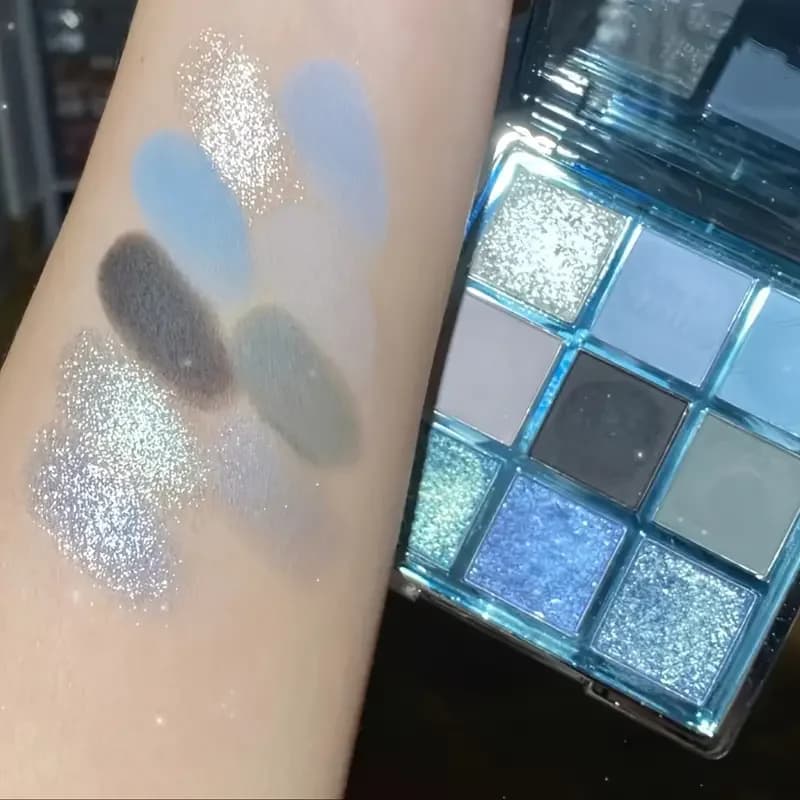 Piatto per ombretti a nove colori Jiugong grid perla opaca flash nocciola piatto per ombretti al cacao